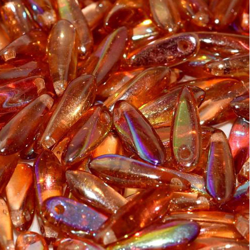 3mm x 11mm Dagger Bead - Crystal Orange Rainbow - 00030-98535 - 25 Piece Bag
