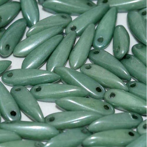3mm x 11mm Dagger Bead - Chalk White Teal Luster - 03000-14459