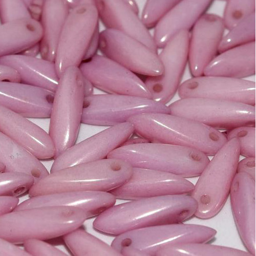 3mm x 11mm Dagger Bead - Chalk White Lila Luster - 03000-14494 - 25 Piece Bag