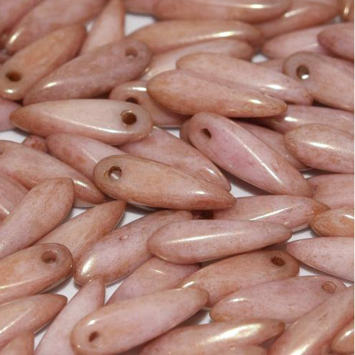 3mm x 11mm Dagger Bead - Chalk White Red Luster - 03000-14495