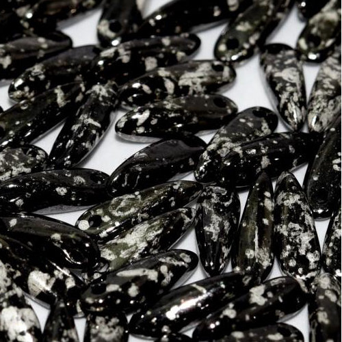 3mm x 11mm Dagger Bead - Jet Antique Chrome - 23980-18549