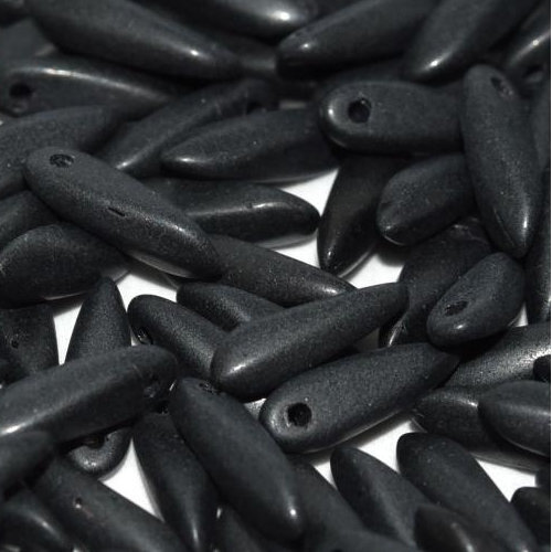 3mm x 11mm Dagger Bead - Jet Matte - 23980-84110 - 25 Piece Bag