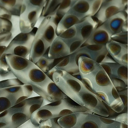 5mm x 16mm Dagger Bead - Crystal Azuro Dots Matted - 00030-2227A - 25 Piece Bag