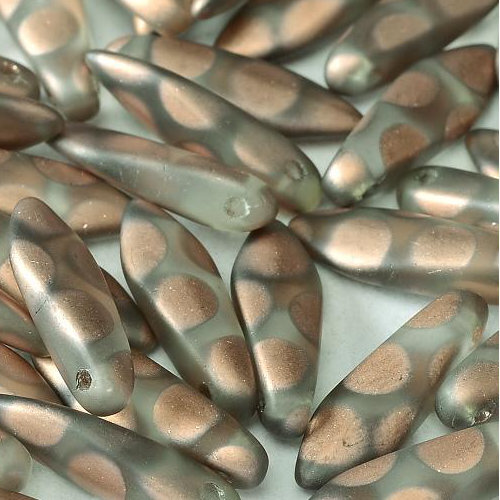 5mm x 16mm Dagger Bead - Crystal Capri Gold Dots Matted - 00030-2717A - 25 Piece Bag