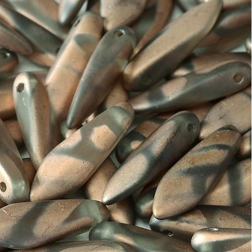 5mm x 16mm Dagger Bead - Crystal Capri Gold Stripes Matted - 00030-2717V