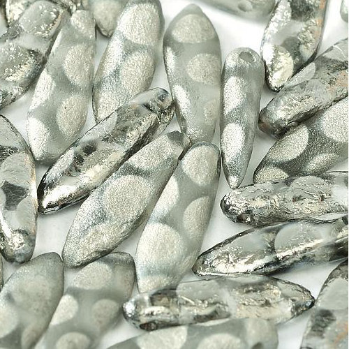 5mm x 16mm Dagger Bead - Crystal Etched Chrome Dots - 00030-2748A - 25 Piece Bag