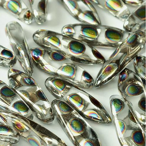 5mm x 16mm Dagger Bead - Crystal Vitrail Dots - 00030-2810A - 25 Piece Bag