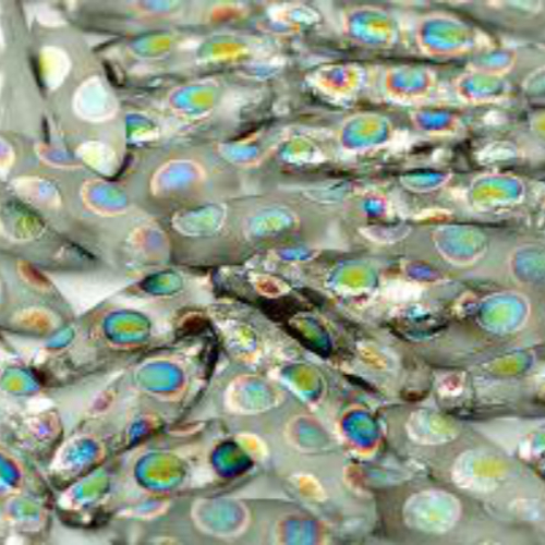 5mm x 16mm Dagger Bead - Crystal Etched Vitrail Dots - 00030-2818A - 25 Piece Bag