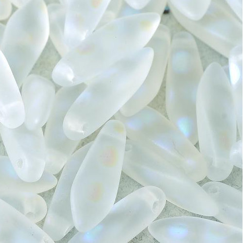 5mm x 16mm Dagger Bead - Crystal AB Dots Matted - 00030-2877A - 25 Piece Bag