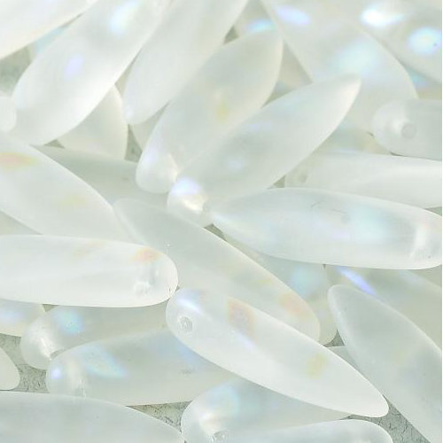 5mm x 16mm Dagger Bead - Crystal AB Stripes Matted - 00030-2877V - 25 Piece Bag