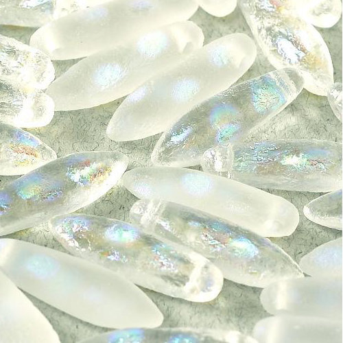 5mm x 16mm Dagger Bead - Crystal Etched AB Dots - 00030-2878A - 25 Piece Bag