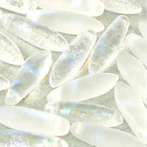 5mm x 16mm Dagger Bead - Crystal Etched AB Stripes - 00030-2878V - 25 Piece Bag