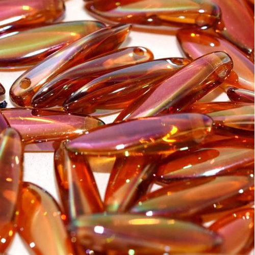 5mm x 16mm Dagger Bead - Crystal Full Apricot Medium - 00030-29123 - 25 Piece Bag