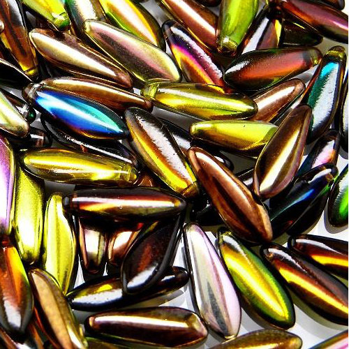 5mm x 16mm Dagger Bead - Crystal Magic Green - 00030-95400 - 25 Piece Bag