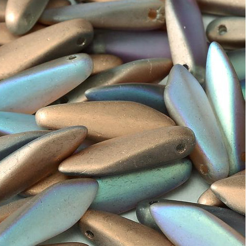 5mm x 16mm Dagger Bead - Crystal Copper Rainbow Matted - 00030-98573 - 25 Piece Bag