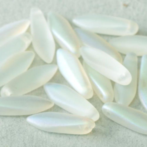 5mm x 16mm Dagger Bead - Crystal Green Rainbow Matted - 00030-98579 - 25 Piece Bag