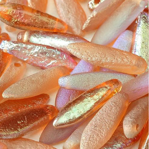 5mm x 16mm Dagger Bead - Crystal Etched Orange Rainbow - 00030-98585