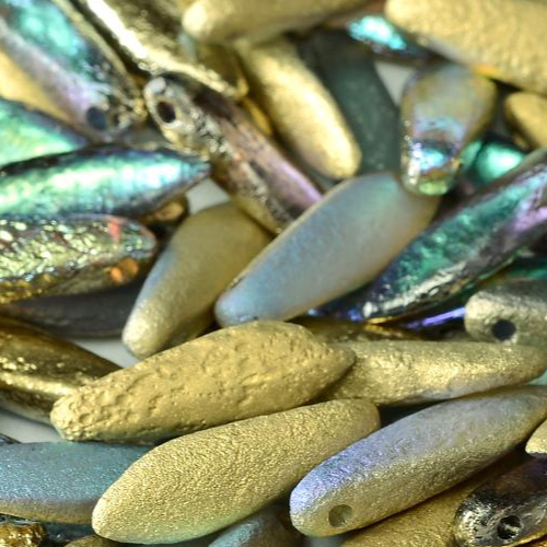 5mm x 16mm Dagger Bead - Crystal Etched Golden Rainbow - 00030-98586 - 25 Piece Bag