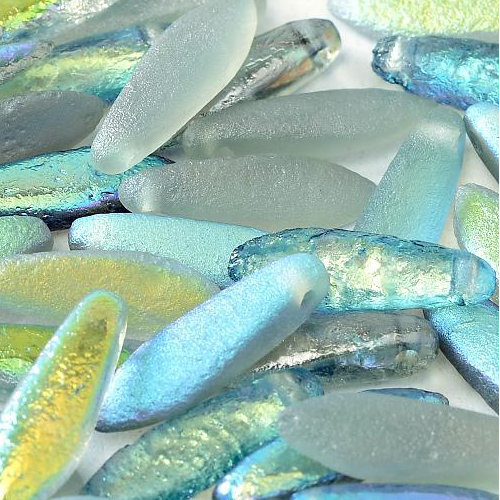 5mm x 16mm Dagger Bead - Crystal Etched Blue Rainbow - 00030-98588 - 25 Piece Bag