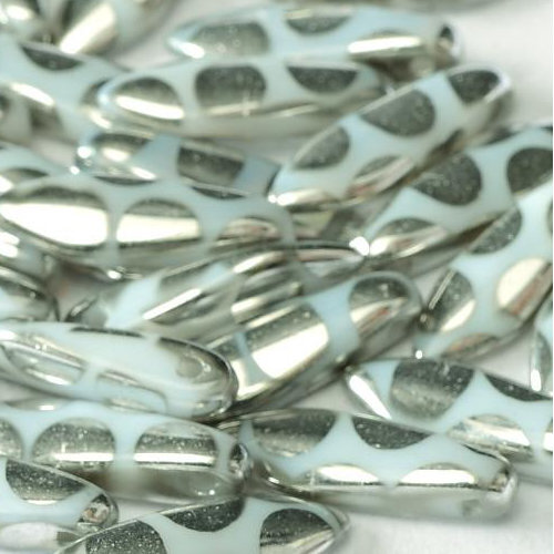 5mm x 16mm Dagger Bead - Alabaster Labrador Dots - 02010-2700A - 25 Piece Bag
