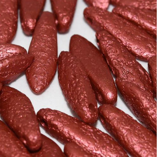 5mm x 16mm Dagger Bead - Alabaster Metallic Red Etched - 02010-29408E