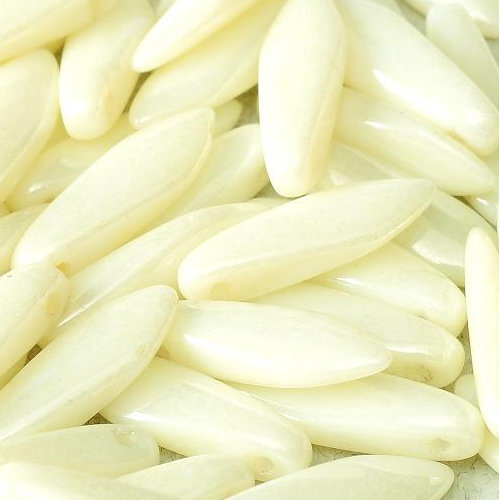 5mm x 16mm Dagger Bead - Chalk White Cream Luster - 03000-14401 - 25 Piece Bag