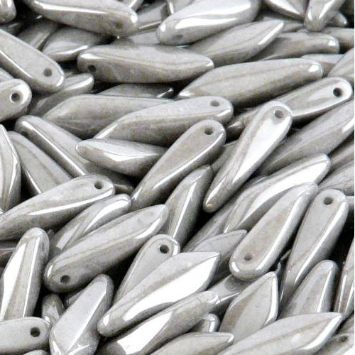 5mm x 16mm Dagger Bead - Chalk White Grey Luster - 03000-14449