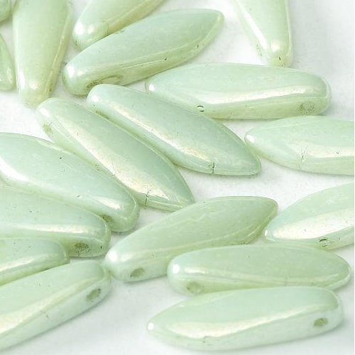 5mm x 16mm Dagger Bead - Chalk White Mint Luster - 03000-14457 - 25 Piece Bag