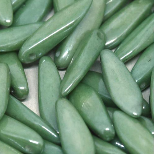 5mm x 16mm Dagger Bead - Chalk White Teal Luster - 03000-14459