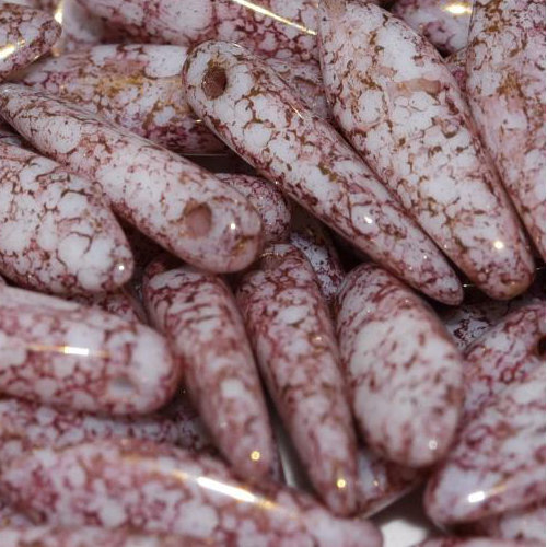 5mm x 16mm Dagger Bead - Chalk White Teracota Purple - 03000-15496 - 25 Piece Bag