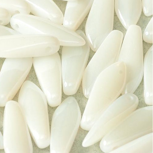 5mm x 16mm Dagger Bead - Chalk White Shimmer - 03000-20600 - 25 Piece Bag
