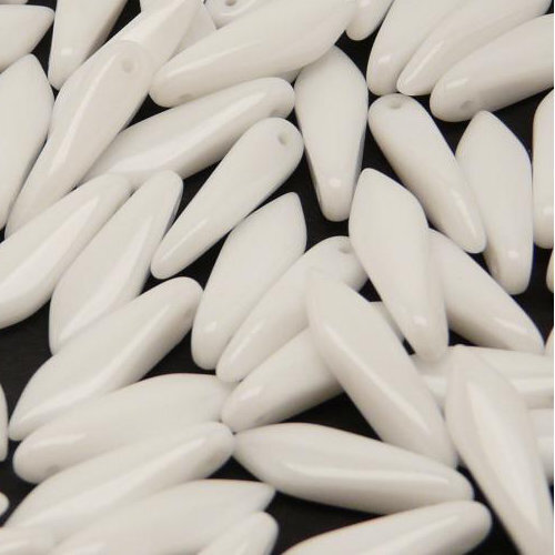 5mm x 16mm Dagger Bead - Chalk White  - 03000 - 25 Piece Bag