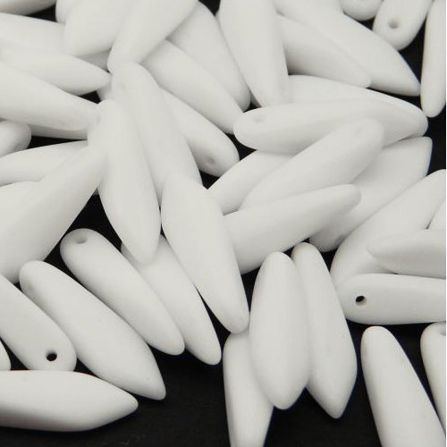 5mm x 16mm Dagger Bead - Chalk White Matted - 03000-84110
