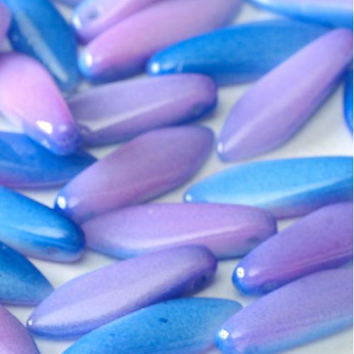 5mm x 16mm Dagger Bead - Chalk White Funky Blue - 03000-95101