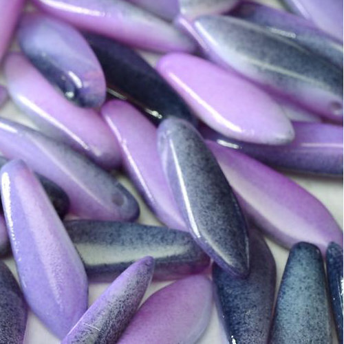 5mm x 16mm Dagger Bead - Chalk White Funky Purple - 03000-95501