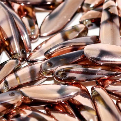 5mm x 16mm Dagger Bead - Smoke Topaz Capri Gold Stripes - 10230-2710V