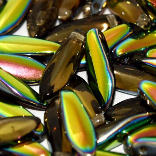 5mm x 16mm Dagger Bead - Smoke Topaz Vitrail - 10230-28101