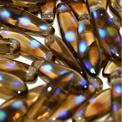5mm x 16mm Dagger Bead - Smoke Topaz AB Dots - 10230-2870A