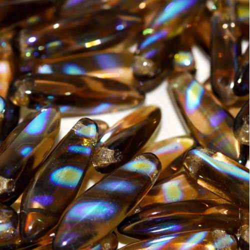5mm x 16mm Dagger Bead - Smoke Topaz AB Stripes - 10230-2870V