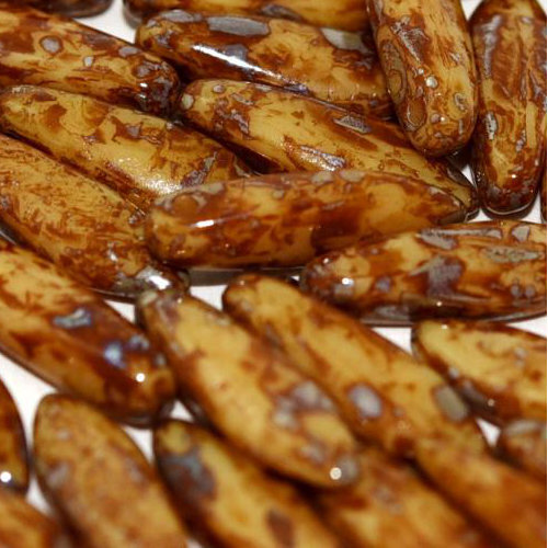 5mm x 16mm Dagger Bead - Ivory Picasso - 13020-43400 - 25 Piece Bag