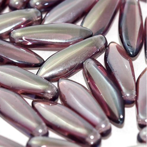 5mm x 16mm Dagger Bead - Dark Amethyst Full Argent Flare - 20060-24203