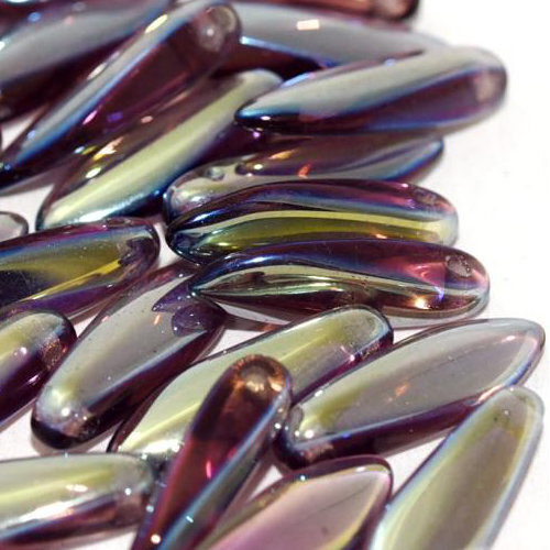 5mm x 16mm Dagger Bead - Dark Amethyst Full Light AB - 20060-28303