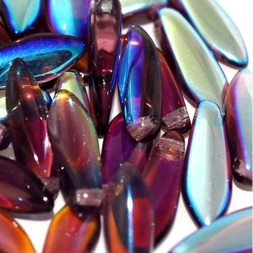 5mm x 16mm Dagger Bead - Dark Amethyst AB - 20060-28701
