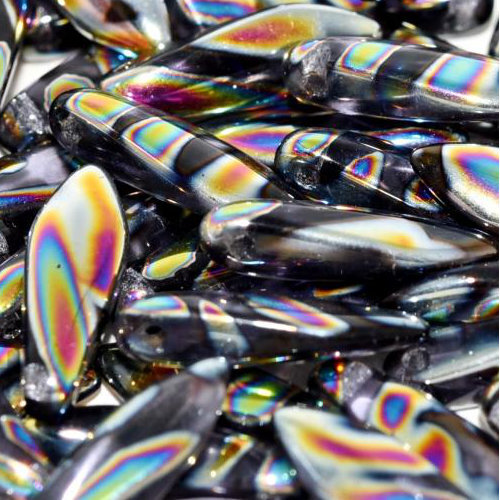 5mm x 16mm Dagger Bead - Light Violet Vitrail Stripes - 20500-2810V