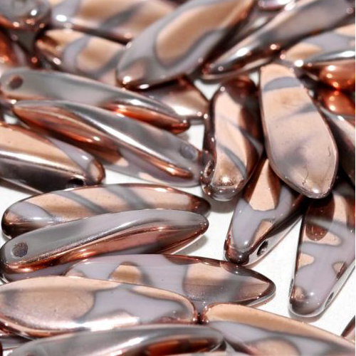 5mm x 16mm Dagger Bead - Opaque Lilac Capri Gold Stripes - 23020-2710V