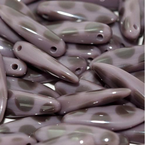 5mm x 16mm Dagger Bead - Opaque Lilac Vacuum Hematite Dots - 23020-2720A
