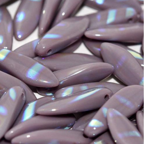 5mm x 16mm Dagger Bead - Opaque Lilac AB Stripes - 23020-2870V