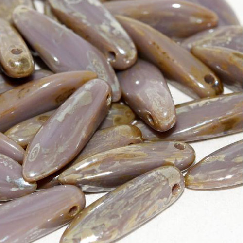 5mm x 16mm Dagger Bead - Opaque Lilac Picasso - 23020-43400