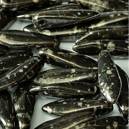 5mm x 16mm Dagger Bead - Jet Antique Chrome - 23980-18549