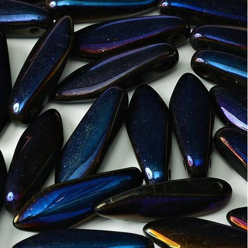 5mm x 16mm Dagger Bead - Jet Full Azuro - 23980-22203